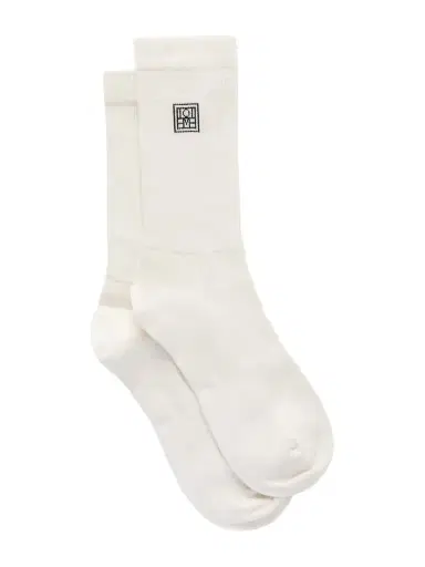 TOTEME Embroidered Ribbed Cotton-blend Socks | Thumbnail 1 TOTEME Embroidered Ribbed Cotton-blend Socks | Thumbnail 1
