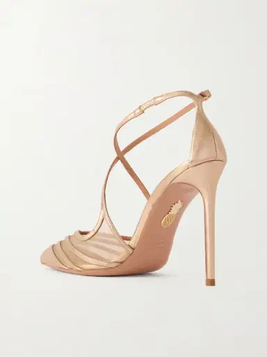 Aquazzura Alana 105 Metallic Leather And Mesh Pumps | Thumbnail 3 Aquazzura Alana 105 Metallic Leather And Mesh Pumps | Thumbnail 3