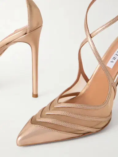 Aquazzura Alana 105 Metallic Leather And Mesh Pumps | Thumbnail 5 Aquazzura Alana 105 Metallic Leather And Mesh Pumps | Thumbnail 5