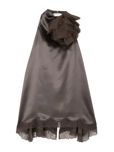 Magda Butrym Appliquéd Scalloped Lace And Chiffon-trimmed Silk-satin Halterneck Blouse | Thumbnail 1