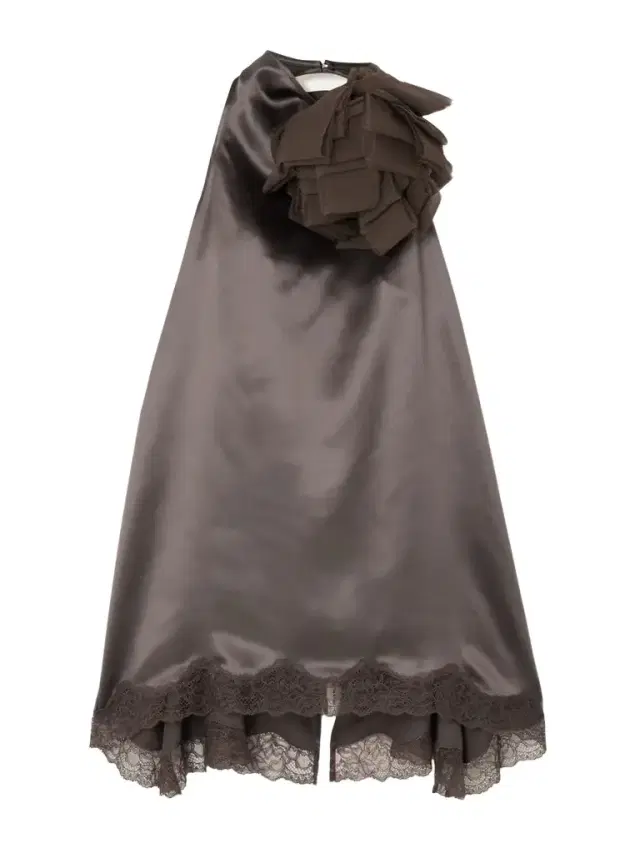 Appliquéd Scalloped Lace And Chiffon-trimmed Silk-satin Halterneck Blouse