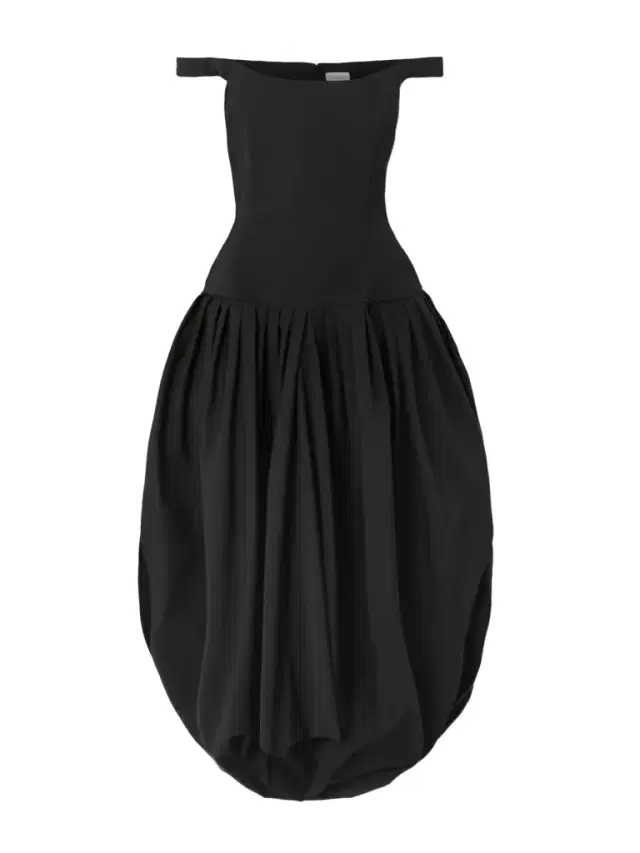 Off-the-shoulder Silk-poplin Midi Dress