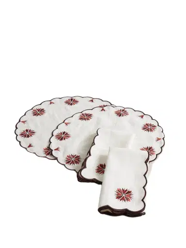 Cabana Botanica Set Of Two Embroidered Linen And Cotton-blend Placemats And Napkins | Thumbnail 1 Cabana Botanica Set Of Two Embroidered Linen And Cotton-blend Placemats And Napkins | Thumbnail 1