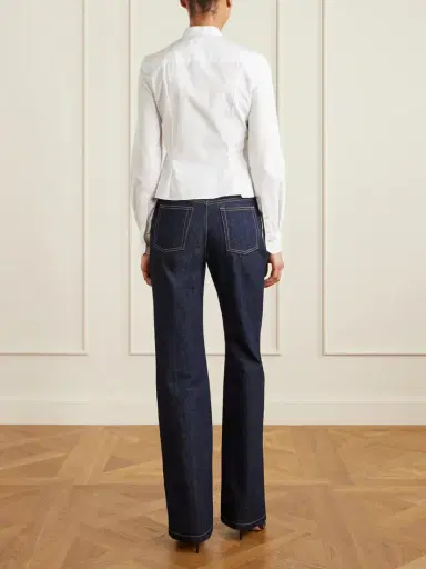 Alexander McQueen Cropped Pleated Cotton-poplin Peplum Blouse | Thumbnail 4