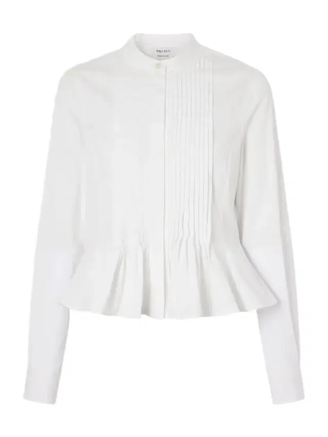Cropped Pleated Cotton-poplin Peplum Blouse