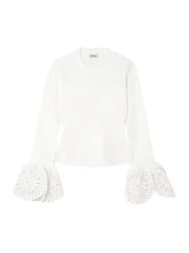 Simkhai Elyse Scalloped Guipure Lace-trimmed Ribbed-knit Top | Thumbnail 1 Simkhai Elyse Scalloped Guipure Lace-trimmed Ribbed-knit Top | Thumbnail 1
