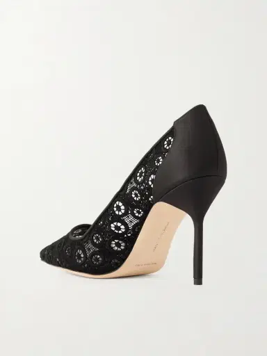 Manolo Blahnik Bb 90 Satin-trimmed Lace Pumps | Thumbnail 3 Manolo Blahnik Bb 90 Satin-trimmed Lace Pumps | Thumbnail 3