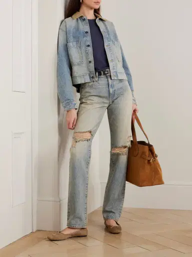 SLVRLAKE Thompson Canvas-trimmed Distressed Denim Jacket | Thumbnail 2