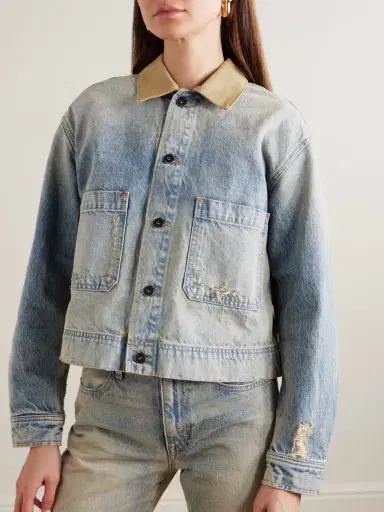 SLVRLAKE Thompson Canvas-trimmed Distressed Denim Jacket | Thumbnail 3