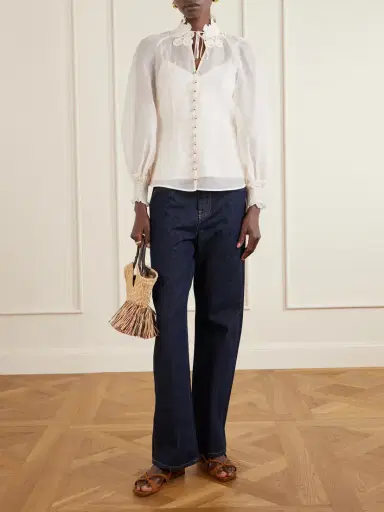 Zimmermann Goldentime Large Embellished Leather-trimmed Fringed Raffia Tote | Thumbnail 2