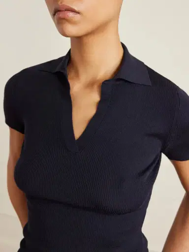 Max Mara Ribbed Wool Polo Shirt | Thumbnail 5 Max Mara Ribbed Wool Polo Shirt | Thumbnail 5