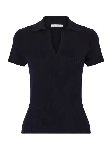 Max Mara Ribbed Wool Polo Shirt | Thumbnail 1 Max Mara Ribbed Wool Polo Shirt | Thumbnail 1