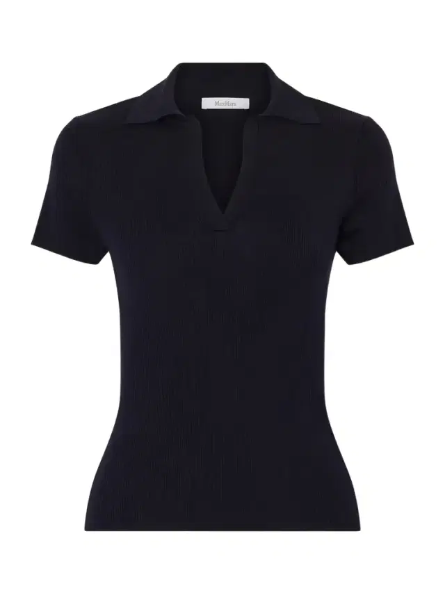 Ribbed Wool Polo Shirt