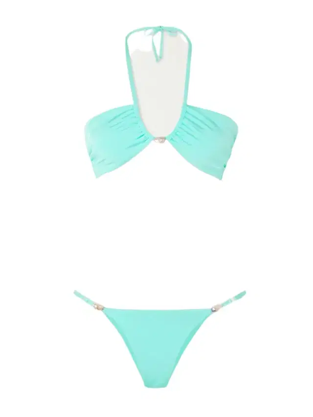 Bahia Pearl-embellished Stretch-econyl® Halterneck Bikini