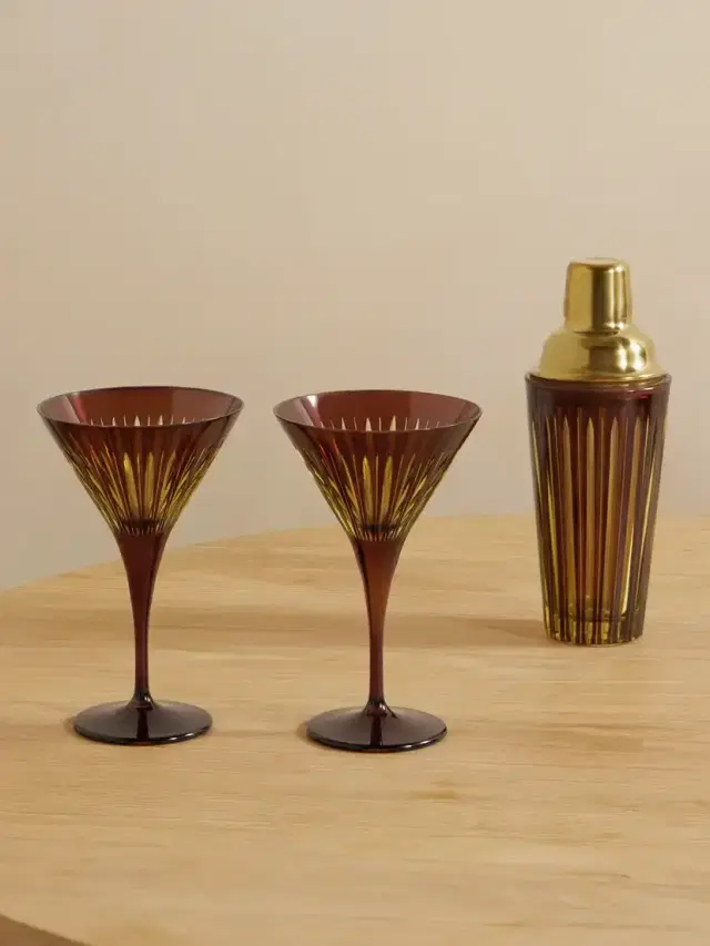 L'Objet Prism Gold-tone And Glass Cocktail Set