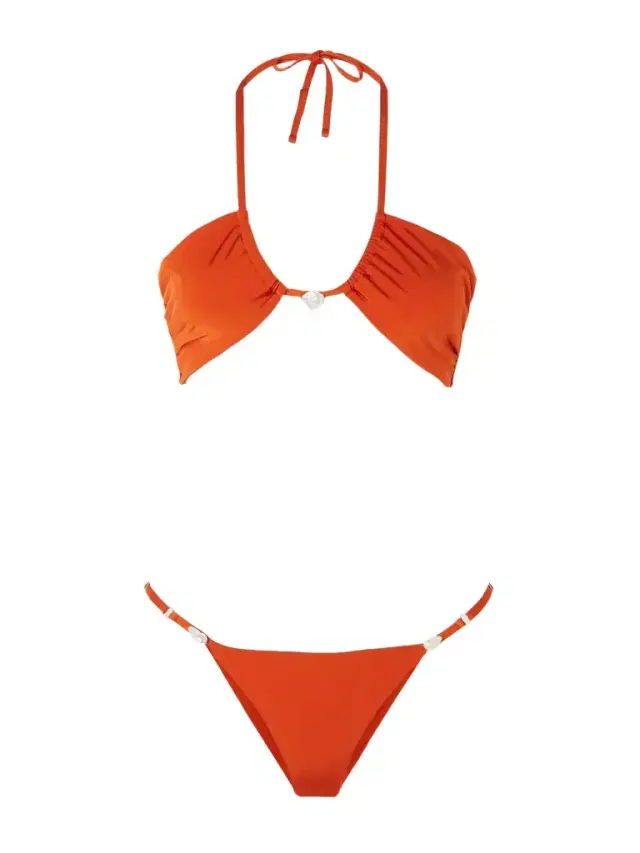Bahia Pearl-embellished Stretch-econyl® Halterneck Bikini