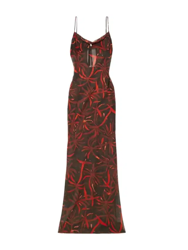 Palm Pearl-embellished Recycled Silk-georgette Coverup