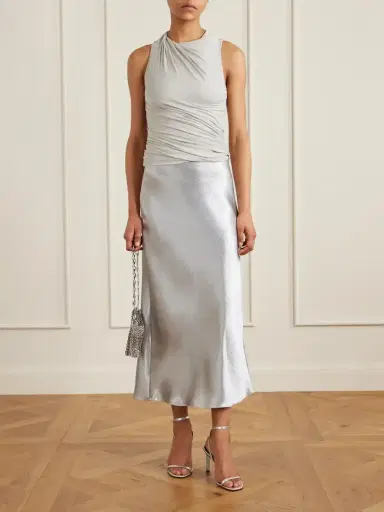 Tory Burch Flared Crinkled Satin Midi Skirt | Thumbnail 2 Tory Burch Flared Crinkled Satin Midi Skirt | Thumbnail 2