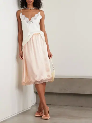 Magda Butrym Scalloped Lace-trimmed Silk-satin Skirt | Thumbnail 2 Magda Butrym Scalloped Lace-trimmed Silk-satin Skirt | Thumbnail 2