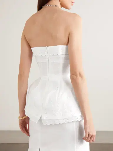 Magda Butrym Scalloped Broderie Anglaise Cotton-blend Peplum Bustier Top | Thumbnail 3 Magda Butrym Scalloped Broderie Anglaise Cotton-blend Peplum Bustier Top | Thumbnail 3