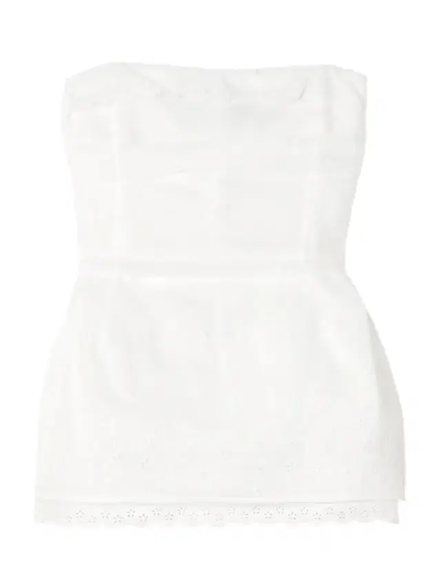 Scalloped Broderie Anglaise Cotton-blend Peplum Bustier Top