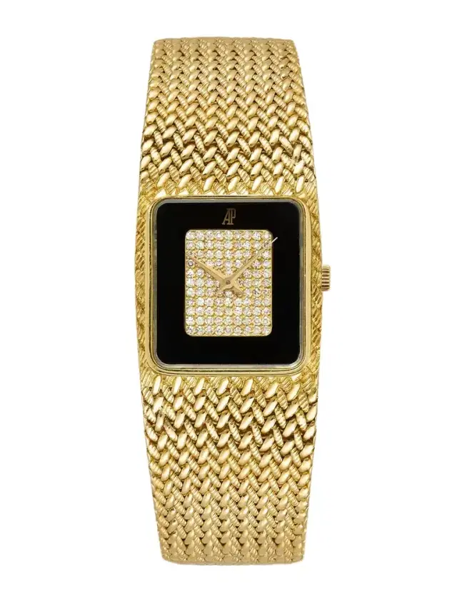 Vintage 1988 Audemars Piguet Tank 18-karat Gold, Diamond And Onyx Watch