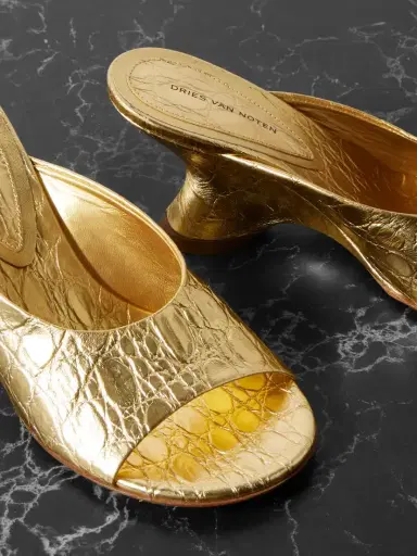 Dries Van Noten Metallic Croc-effect Leather Mules | Thumbnail 4 Dries Van Noten Metallic Croc-effect Leather Mules | Thumbnail 4