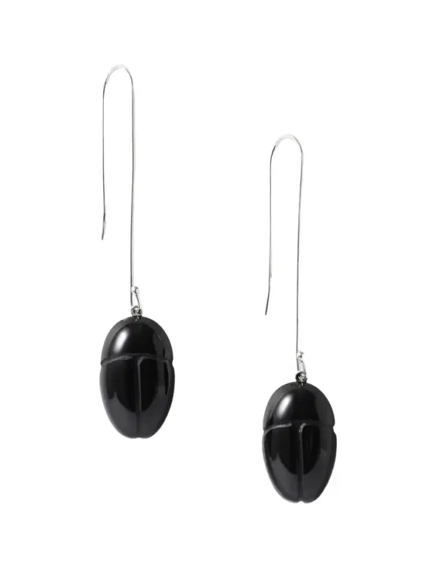 Sophie Buhai Scarab Silver Onyx Drop Earrings