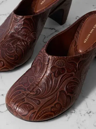 Dries Van Noten Embossed Leather Mules | Thumbnail 4