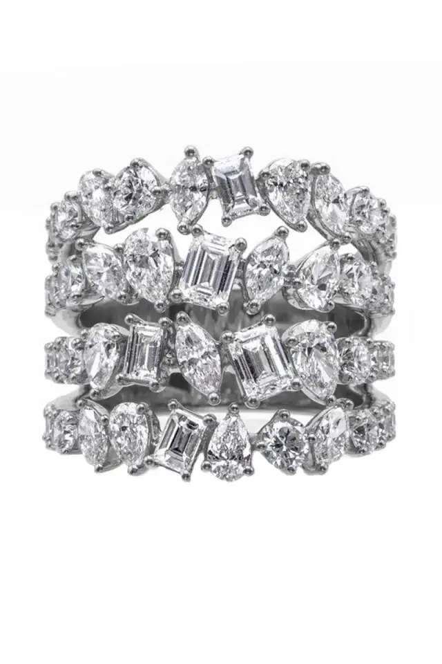 Multi Diamond Four Row Diamond Ring