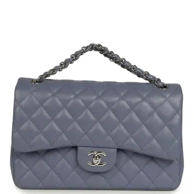 Chanel Chanel Jumbo Classic Double Flap Bag Purple Lambskin Silver Hardware | Thumbnail 7 Chanel Chanel Jumbo Classic Double Flap Bag Purple Lambskin Silver Hardware | Thumbnail 7