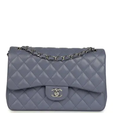 Chanel Chanel Jumbo Classic Double Flap Bag Purple Lambskin Silver Hardware | Thumbnail 1 Chanel Chanel Jumbo Classic Double Flap Bag Purple Lambskin Silver Hardware | Thumbnail 1