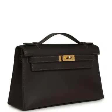HERMÈS Hermes Kelly Pochette Bai-Brun Swift Gold Hardware | Thumbnail 2 HERMÈS Hermes Kelly Pochette Bai-Brun Swift Gold Hardware | Thumbnail 2