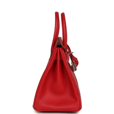 HERMÈS Pre-owned Hermes Birkin 25 Rouge Casaque Epsom Palladium Hardware | Thumbnail 3