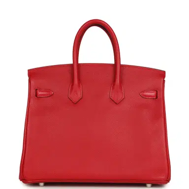 HERMÈS Pre-owned Hermes Birkin 25 Rouge Casaque Epsom Palladium Hardware | Thumbnail 4