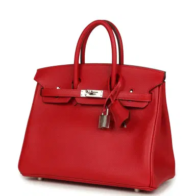 HERMÈS Pre-owned Hermes Birkin 25 Rouge Casaque Epsom Palladium Hardware | Thumbnail 5