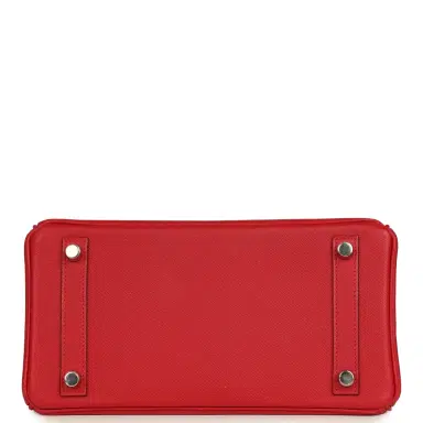HERMÈS Pre-owned Hermes Birkin 25 Rouge Casaque Epsom Palladium Hardware | Thumbnail 6