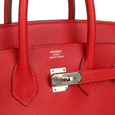 HERMÈS Pre-owned Hermes Birkin 25 Rouge Casaque Epsom Palladium Hardware | Thumbnail 7