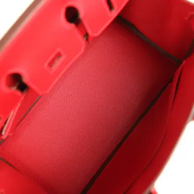 HERMÈS Pre-owned Hermes Birkin 25 Rouge Casaque Epsom Palladium Hardware | Thumbnail 8