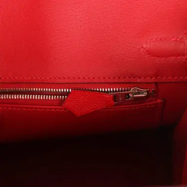 HERMÈS Pre-owned Hermes Birkin 25 Rouge Casaque Epsom Palladium Hardware | Thumbnail 9