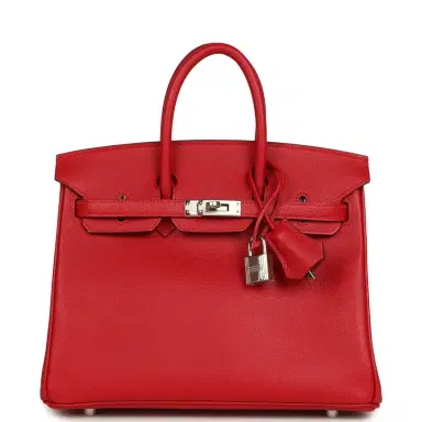 HERMÈS Pre-owned Hermes Birkin 25 Rouge Casaque Epsom Palladium Hardware | Thumbnail 1