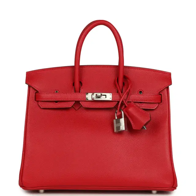 hermes Pre-owned Hermes Birkin 25 Rouge Casaque Epsom Palladium Hardware