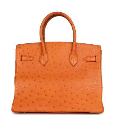 HERMÈS Pre-owned Hermes Birkin 30 Tangerine Ostrich Palladium Hardware | Thumbnail 4 HERMÈS Pre-owned Hermes Birkin 30 Tangerine Ostrich Palladium Hardware | Thumbnail 4