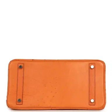 HERMÈS Pre-owned Hermes Birkin 30 Tangerine Ostrich Palladium Hardware | Thumbnail 6 HERMÈS Pre-owned Hermes Birkin 30 Tangerine Ostrich Palladium Hardware | Thumbnail 6