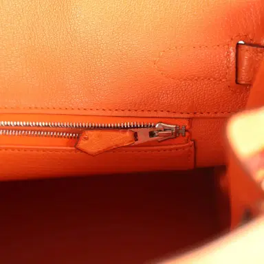 HERMÈS Pre-owned Hermes Birkin 30 Tangerine Ostrich Palladium Hardware | Thumbnail 9 HERMÈS Pre-owned Hermes Birkin 30 Tangerine Ostrich Palladium Hardware | Thumbnail 9
