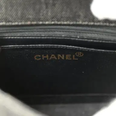 Chanel Vintage Chanel Mini Square Flap Bag Black Denim Gold Hardware | Thumbnail 8 Chanel Vintage Chanel Mini Square Flap Bag Black Denim Gold Hardware | Thumbnail 8