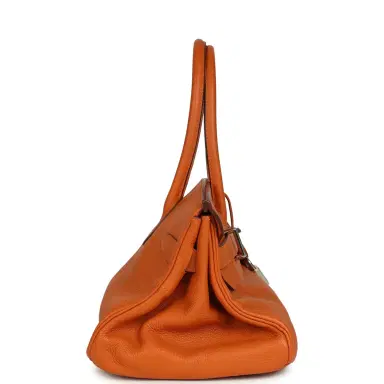 HERMÈS Vintage Hermes Shoulder Birkin 42 JPG Orange Clemence Palladium Hardware | Thumbnail 3
