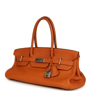 HERMÈS Vintage Hermes Shoulder Birkin 42 JPG Orange Clemence Palladium Hardware | Thumbnail 5
