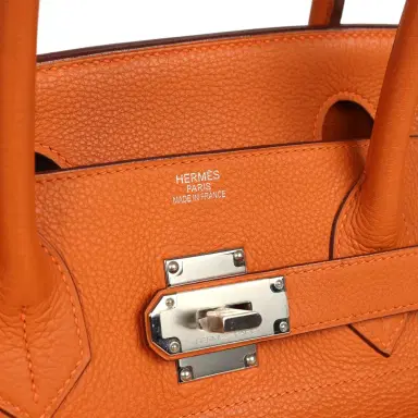 HERMÈS Vintage Hermes Shoulder Birkin 42 JPG Orange Clemence Palladium Hardware | Thumbnail 7