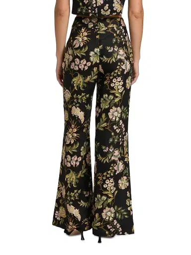 Cara Cara Women's Josephine Floral Linen Palazzo Pants - Clover Black | Thumbnail 5